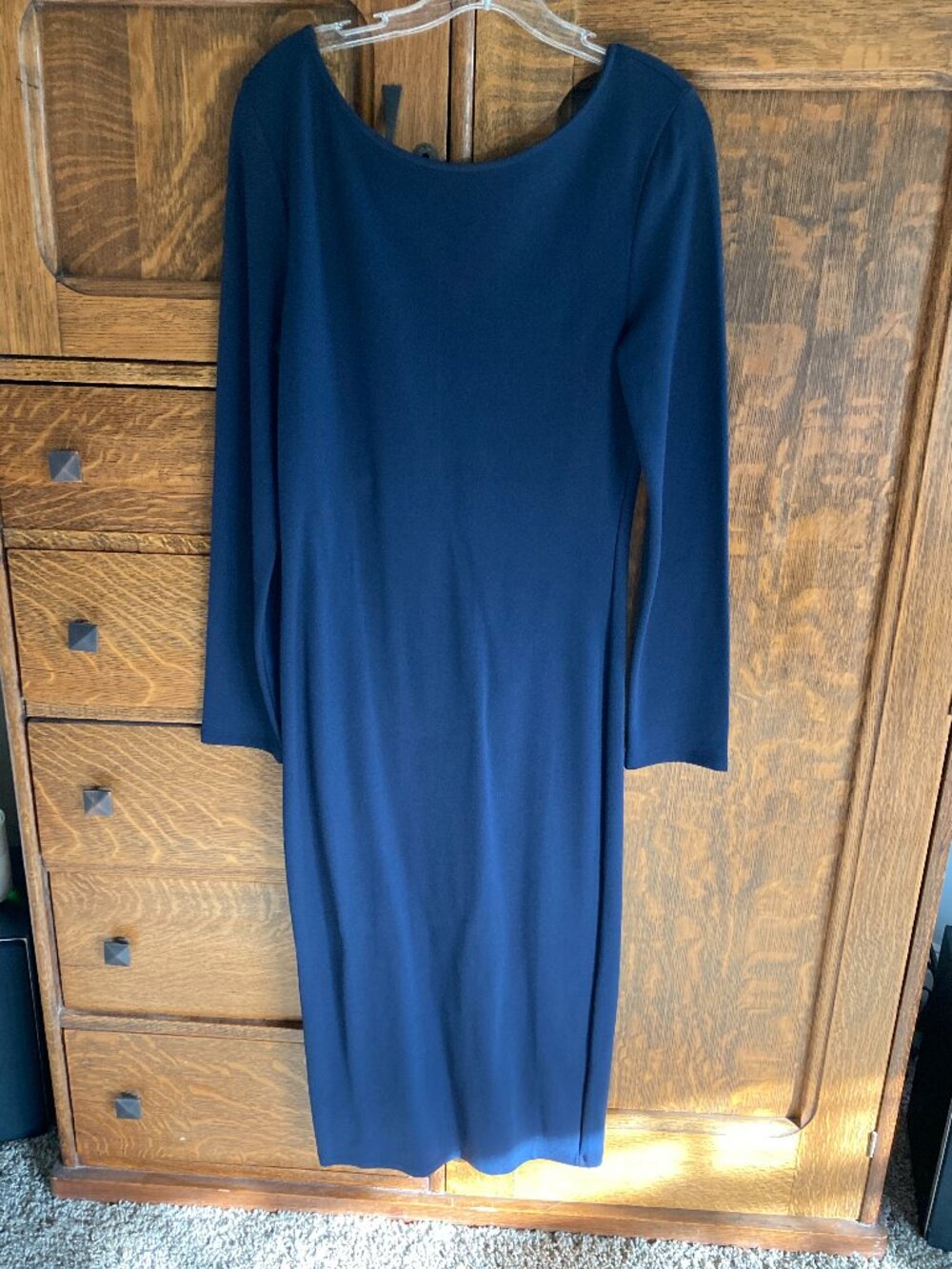 Anthropologie Charli Audrey bodycon midi dress, long sleeve, navy, 14, NWT